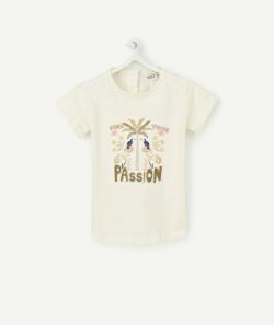 T-shirt bébé fille en coton biologie écru avec message - 9 M
