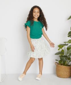 La jupe blanche imprimée fleurie en coton - 4 A