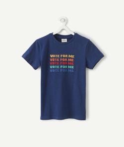Le t-shirt bleu marine en fibres recyclées avec messages colorés - 2 A