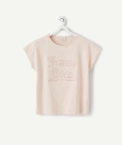 Le t-shirt rose en coton biologique avec message brodé - 10 A