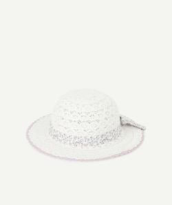 Le chapeau écru en crochet avec bande fleurie imprimée - 45