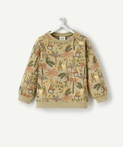 Sweat bébé garçon en coton biologique vert imprimé tropical - 12 M