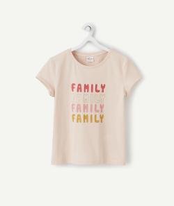 Le t-shirt rose en fibres recyclées avec messages colorés - 3 A