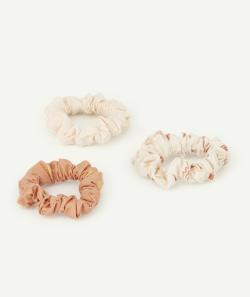 Lot de 3 élastiques bébé fille rose et beige - TU