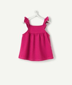 Le t-shirt fuchsia en coton biologique à bretelles - 6 M