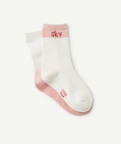 Lot de 2 chaussettes filles blanc et rose - 27-30