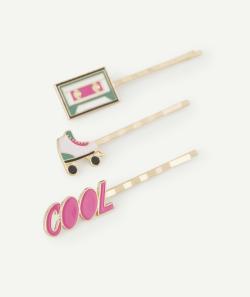 Lot de 3 barrettes plates fille couleur dorée - TU