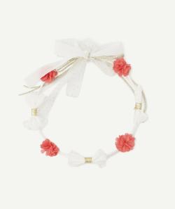 Couronne de fleurs blanches et roses - TU