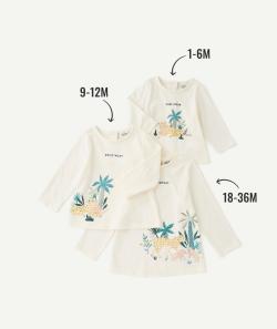 T-shirt évolutif à manches longues bébé fille en fibres recyclées - 3 M