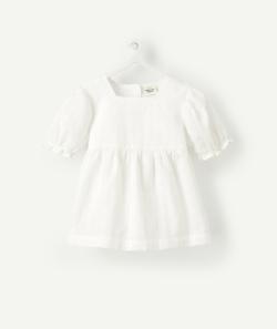 Blouse bébé fille en coton blanche avec broderies - 6 M