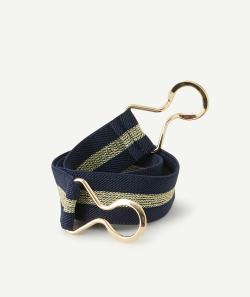 Ceinture fille bleu marine avec boucle couleur dorée - 70-75