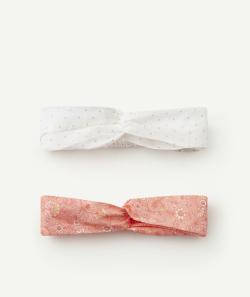 Lot de 2 bandeaux bébé fille rose et blanc - 23-36 M