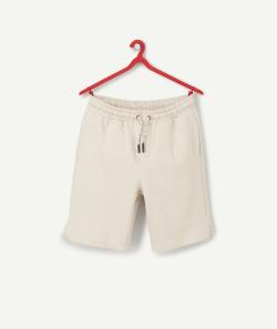 Bermuda garçon en fibres recyclées gris clair avec message - XXS