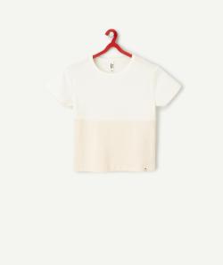 T-shirt à manches courtes fille en fibres recyclées blanc et rose pâle - S