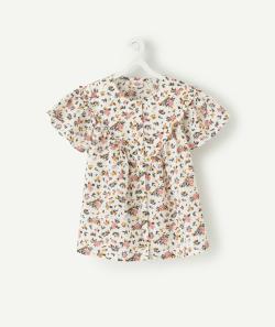 Blouse blanche fleurie manches courtes fille - 12 A