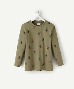 T-shirt garçon en coton bio kaki imprimé skateurs - 2 A