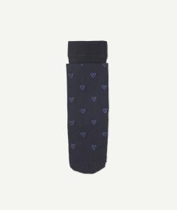 Collants en voile bleu marine imprimé coeurs - 15-17