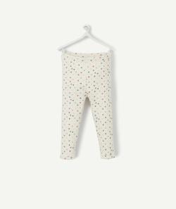 Le legging côtelé écru en coton biologique avec imprimé coeurs - 9 M