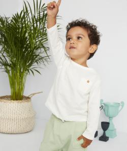 T-shirt blanc bébé garçon en coton avec poche - 18 M