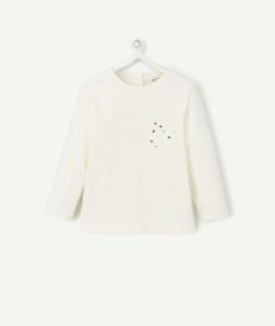 T-shirt bébé fille écru avec motifs coeurs sur la poche - 23 M