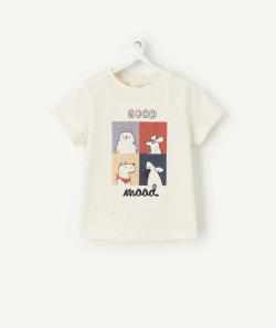 T-shirt bébé garçon écru avec pois et animation chiens - 23 M