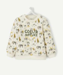 Le sweat écru en fibres recyclées avec imprimé animalier - 18 M