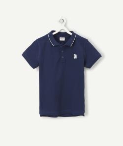 Polo garçon en coton bleu marine avec planches de surf brodées - 4 A