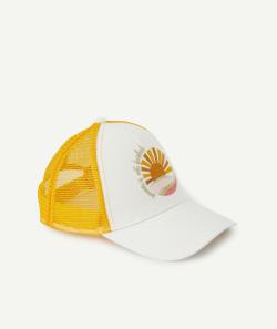 Casquette blanche et jaune avec motif soleil fille - 12-14 A