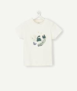 T-shirt blanc dinosaure en coton biologique bébé garçon - 18 M