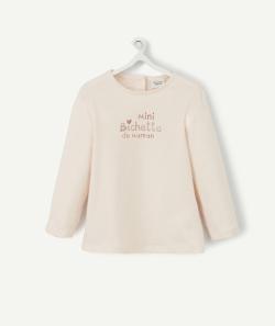 T-shirt rose en coton bio avec message maman bébé fille - 9 M