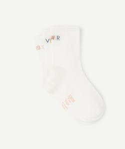 Lot de 3 paires de chaussettes blanches avec messages colorés fille - 31-34