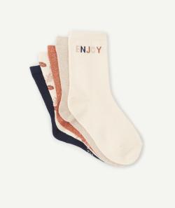 Lot de 5 paires de chaussettes fille rose et bleu pailletées et unies - 27-30