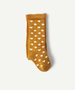 Collant bébé fille jaune en maille et motifs coeurs - 21-23