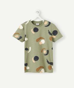 T-shirt kaki garçon en coton bio avec formes colorées - 6 A
