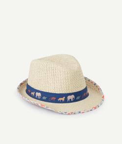 Chapeau de paille bébé garçon avec imprimé animalier - 52