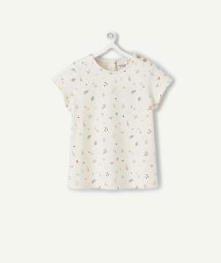 T-shirt bébé fille écru en coton bio avec imprimé fleuri - 0 M