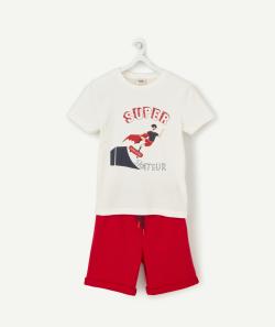 Pyjama blanc et rouge garçon en coton thème skate - 5 A