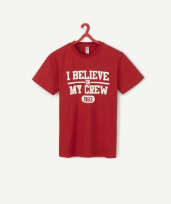 T-shirt mixte en coton bio rouge believe in my crew - XS