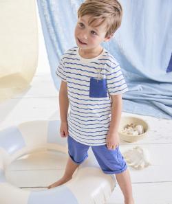 Pyjama garçon en fibres recyclées bleu imprimé vagues - 8 A