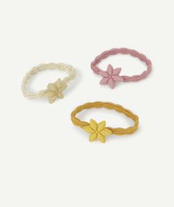 Le lot de 3 élastiques colorés avec fleurs en gomme - TU