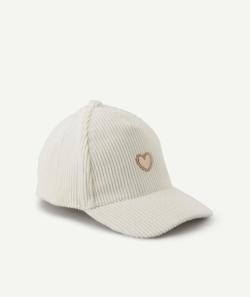 Casquette en velours côtelé avec motif coeur bébé fille - 3-6 M