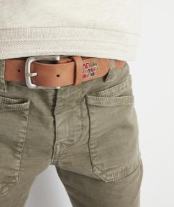 Ceinture imitation cuir vieilli marron avec message garçon - 60-65