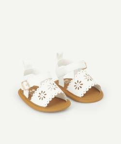 Chaussons bébé fille style sandales blanches ajourées - 6-12 M