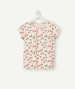 T-shirt fille en fibres recyclées imprimé avec cerises - 10 A