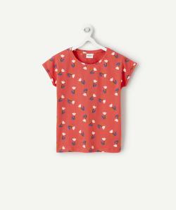 T-shirt fille en fibres recyclées rose fuschia imprimé fleurs - 4 A