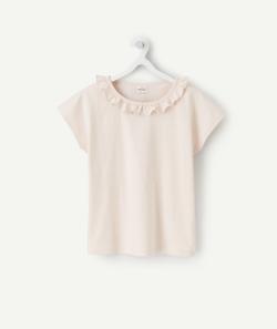 T-shirt fille en coton rose avec col volanté - 2 A