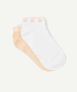 Lot de 2 paires de socquettes orange et blanc fille - 31-34
