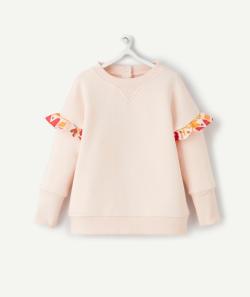 Sweat évolutif fille rose en fibres recyclées avec volants - 9-18M