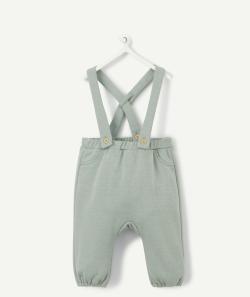 Pantalon sarouel vert en fibres recyclées aux bretelles amovibles - 18 M