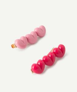 Lot de 2 barettes coeurs rouges et roses fille - TU